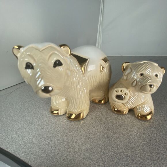 DeRosa Rinconada Rinca Baby and Adult Figurines POLAR BEARS #1719 #755 - Picture 2 of 12